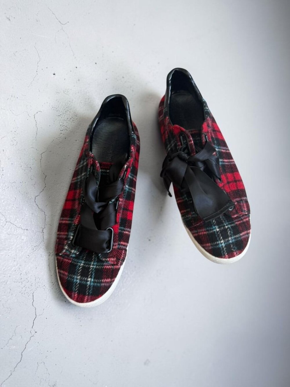 JEFFREY CAMPBELL Red Plaid Lace Up Sneakers Size 10
